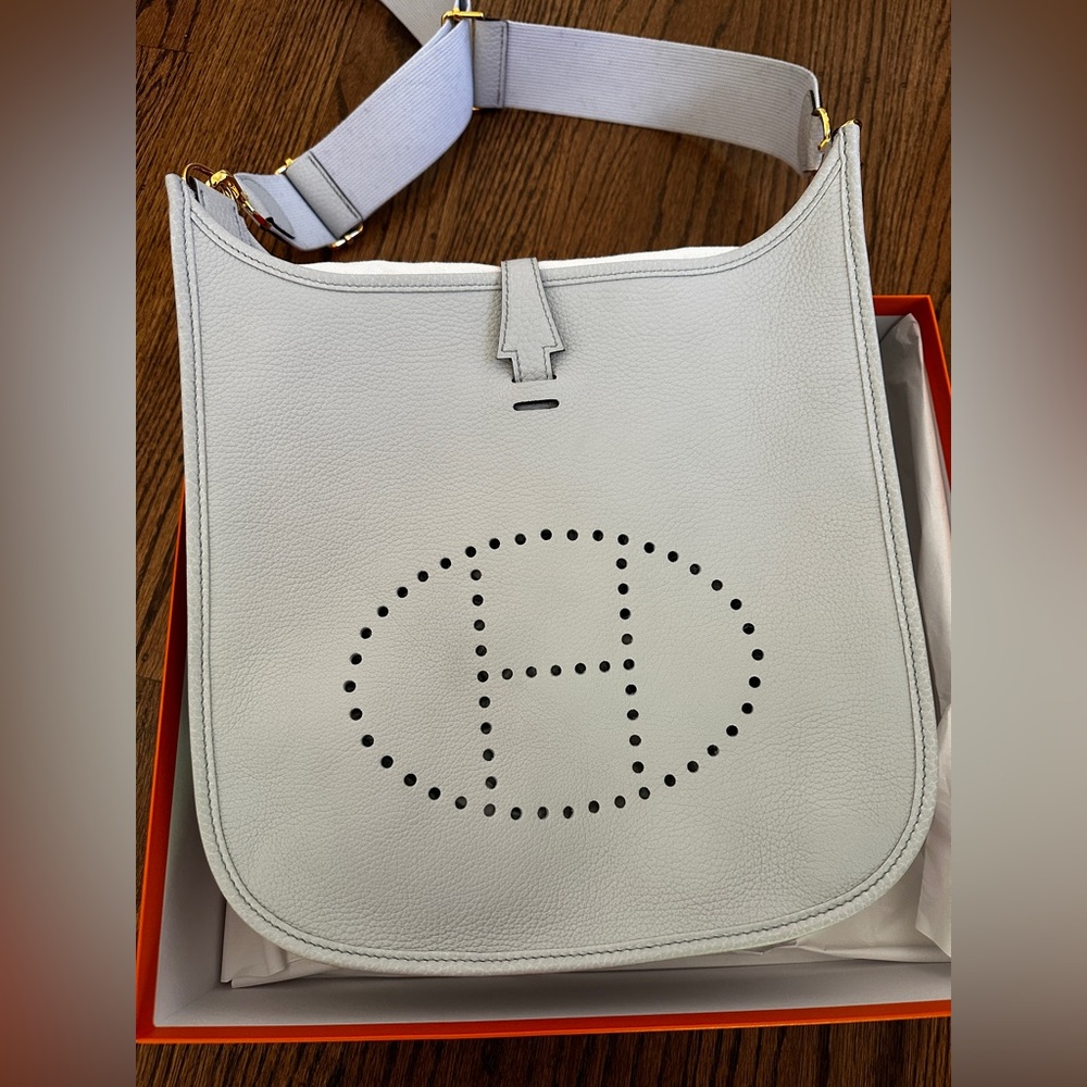 Hermes Evelyne PM Blue Pale Bag Gold Hardware Like New